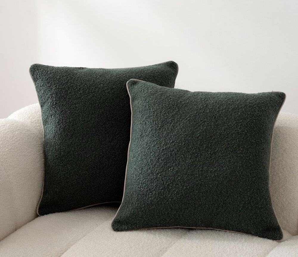 Amazon Basics Boucle Throw Pillow Covers for 18"x 18”(Pk of 2), Green